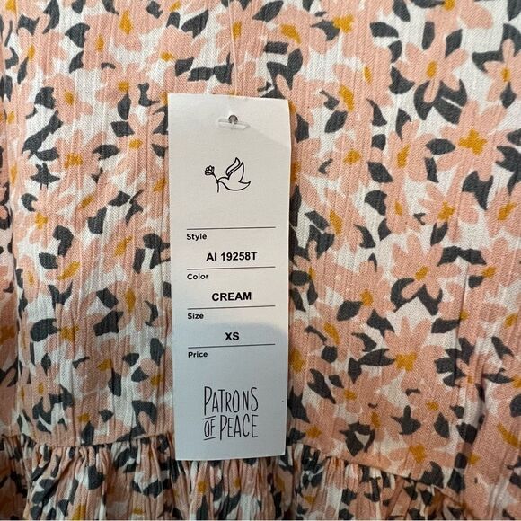 Patrons of Peace Pink Floral Print Boho Smocked Crop Top - Picture 5 of 7